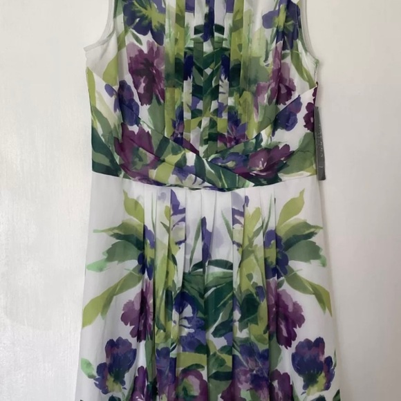 Ralph Lauren White and Green A-Line Midi Dress - Picture 1 of 11